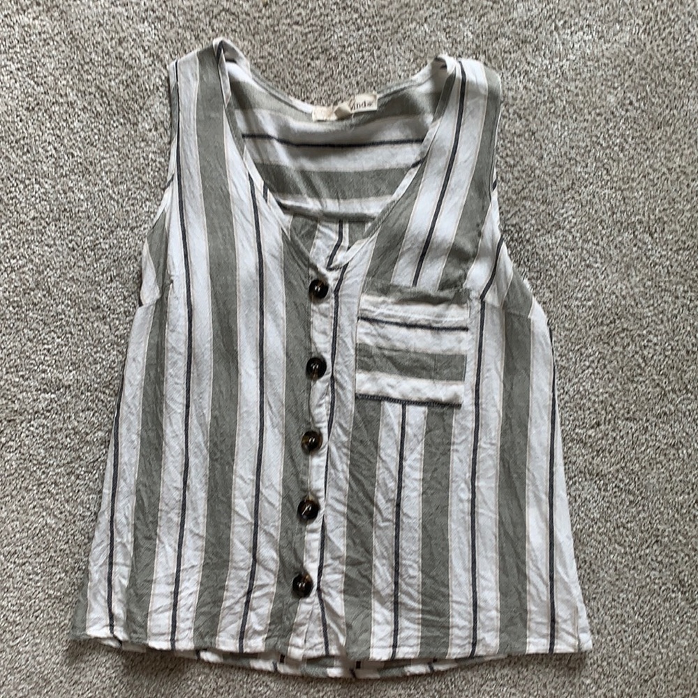 Button down tank sage stripes